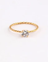 Gold Sterling Plated Cubic Zirconia Twist Engagement Ring