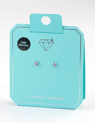 Sterling Silver Lilac Stud Earrings 4mm