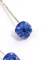 Sterling Silver Blue Pave Stud Earrings 4mm