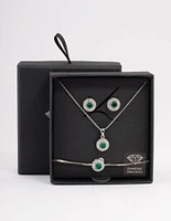 Rhodium Round Cubic Zirconia Jewellery Set