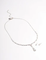 Rhodium Oval Pear Jewellery Set