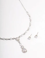 Rhodium Oval Pear Jewellery Set