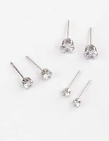 Stainless Steel Cubic Zirconia Stud Earrings Pack