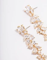 Diamond Simulant Gold Petal Drop Earrings