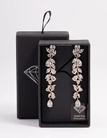 Diamond Simulant Gold Petal Drop Earrings