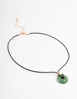 Gold Jade Donut Cord Necklace