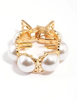 Gold Pearl Detail Ponytail Accessory