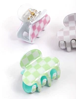 Checkered Mini Hair Claw Clips 4-Pack