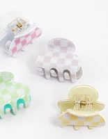 Checkered Mini Hair Claw Clips 4-Pack