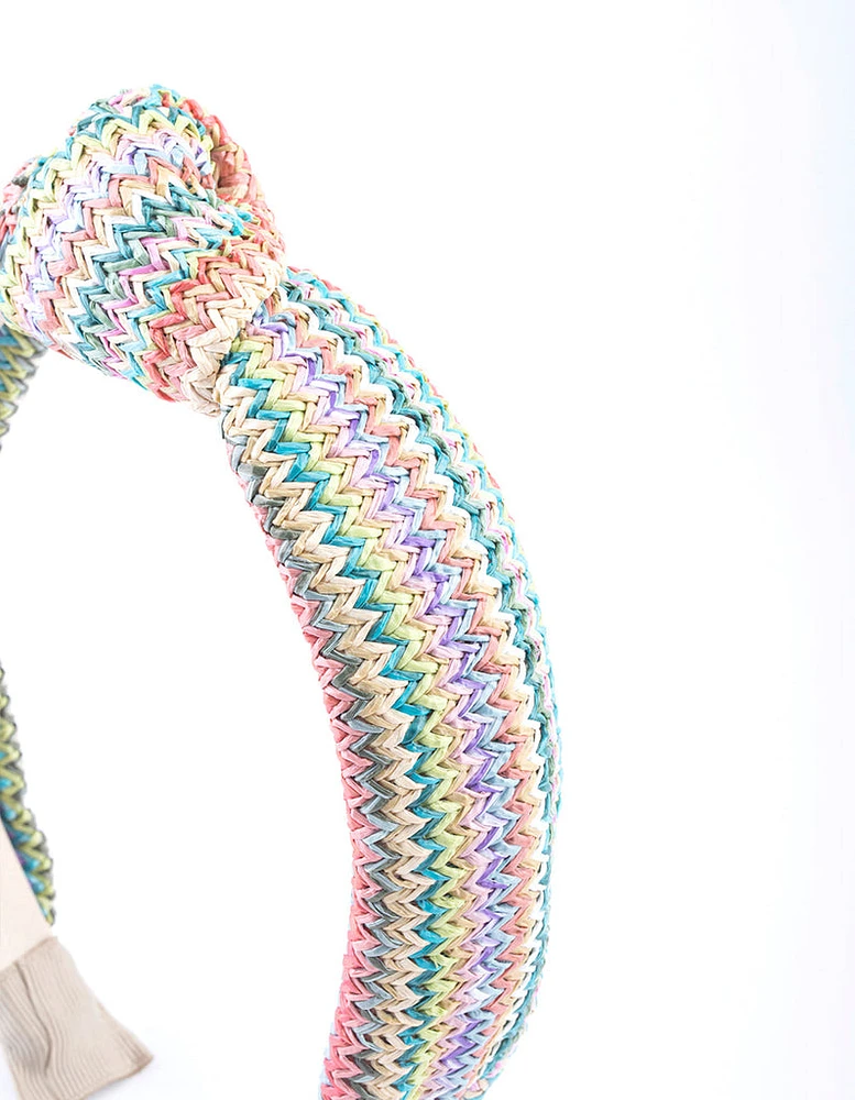 Multi-coloured Fabric Woven Knot Headband