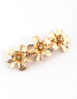 Gold Diamante Flower Hair Clips