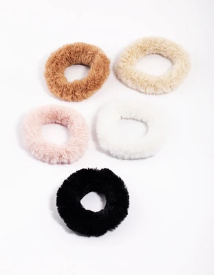 Fabric Soft Fluffy Large Scrunchies 5-Pack