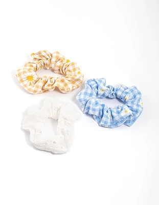 Fabric Mixed Checkered Pattern Scrunchie Pack