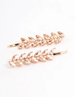 Gold Diamante & Pearl Navette Claw Clip Pack