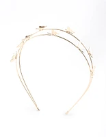 Gold Double Row Dainty Butterfly Headband