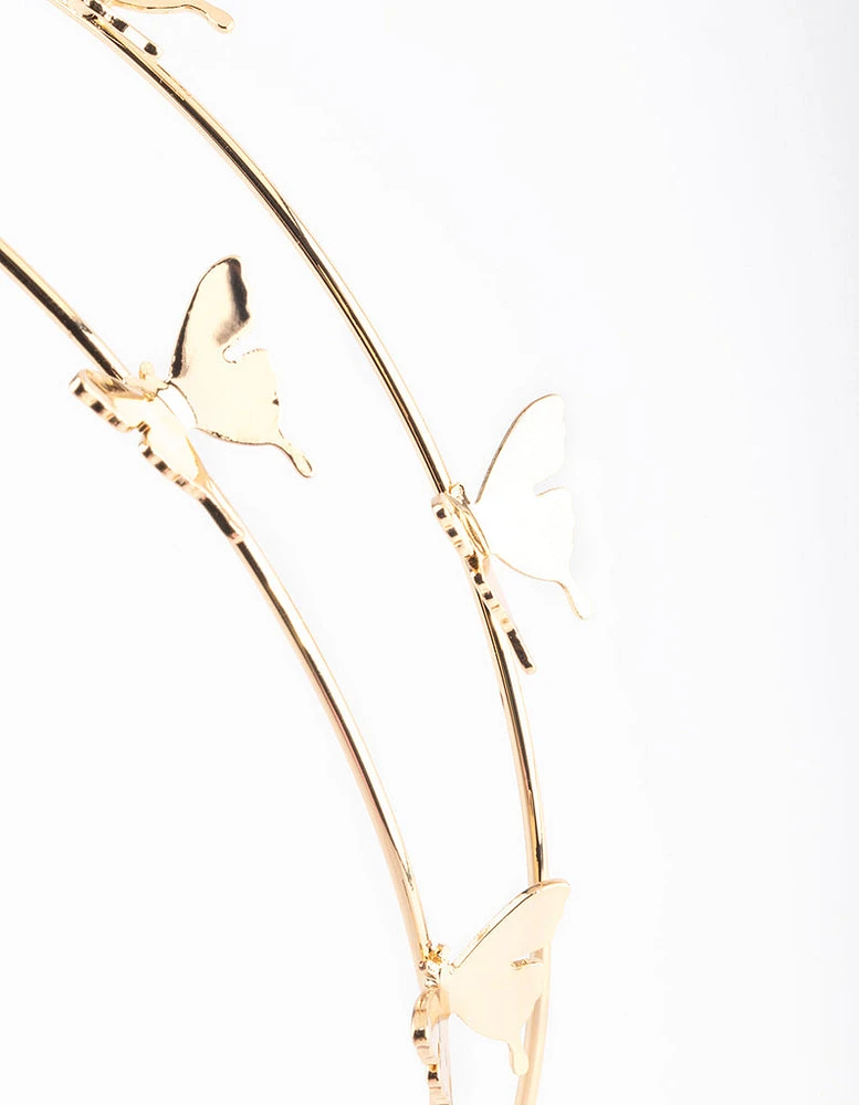 Gold Double Row Dainty Butterfly Headband