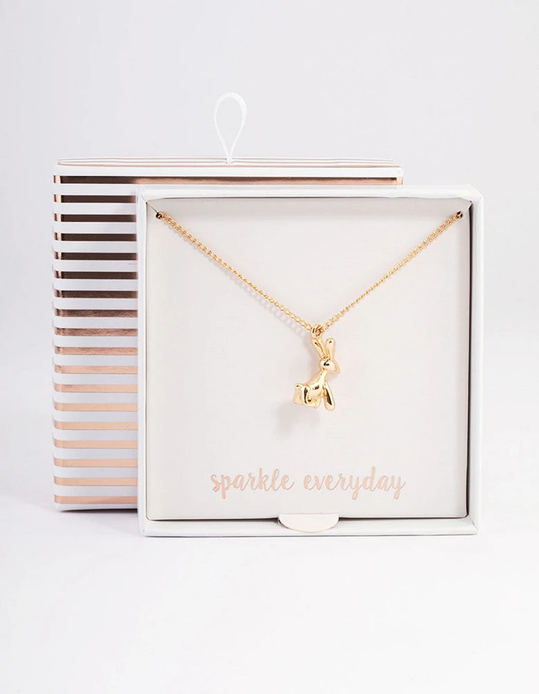 Gold Bubble Bunny Necklace