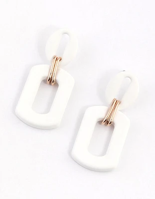 Rose Gold Mini Rubber Link Drop Earrings