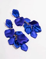 Blue Coated Petal Drop Earrings