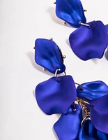 Blue Coated Petal Drop Earrings