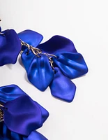 Blue Coated Petal Drop Earrings