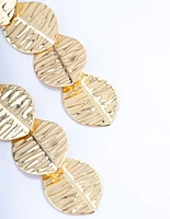 Gold Plated Brass Quad Leaf Drop Earrings