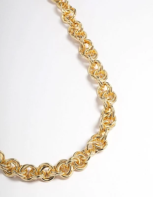 Gold Plated Brass Chain Link Necklace
