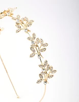 Gold Diamante Leaf Aliceband