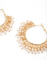 Gold Pearl Overlap Big Hoop Earrings