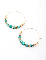 Gold Big Mixed Bead Texture Hoop Earrings