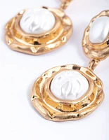 Gold Molten Round Drop Earrings