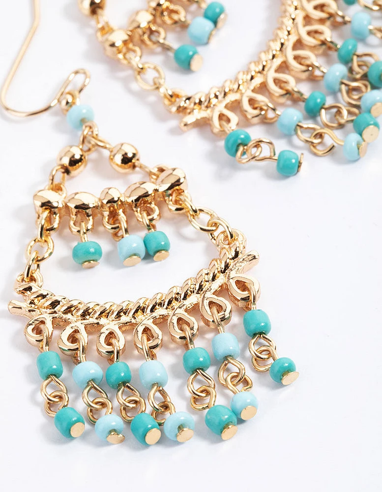 Gold Layered Bead Drop Earrings