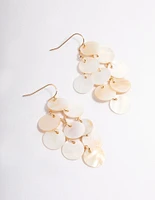 Gold Shell Disc Layered Drop Earrings