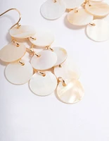 Gold Shell Disc Layered Drop Earrings