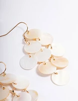 Gold Shell Disc Layered Drop Earrings