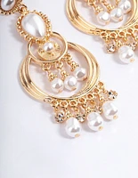 Gold Statement Diamante Chandelier Drop Earrings