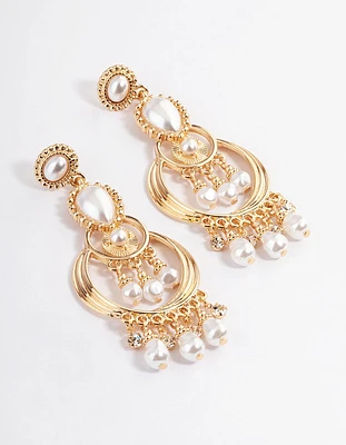 Gold Statement Diamante Chandelier Drop Earrings
