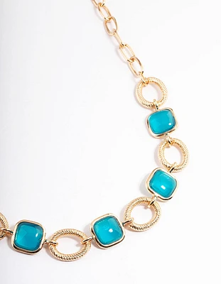 Gold Resin Stone Chain T&O Necklace