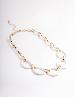 Gold Mixed Oval Link Necklace
