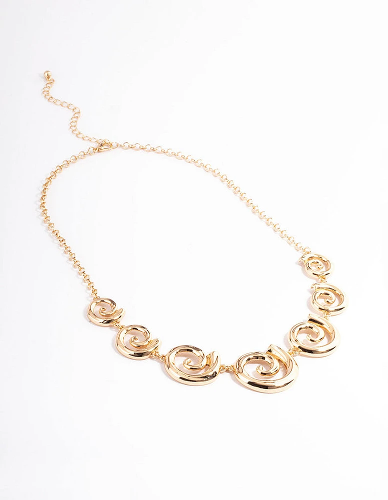 Gold Gradual Twirl Necklace