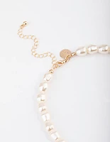 Gold Pearl & Disc Pendant Necklace