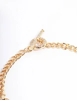 Gold Hammered T&O Necklace