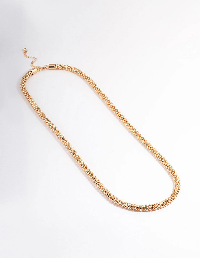 Gold Long Popcorn Chain Necklace