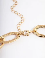 Gold Hammered Bent Chain Bracelet