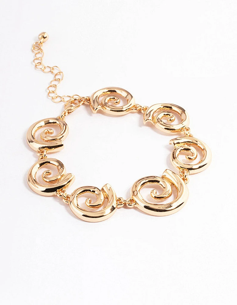 Gold Mixed Size Twirl Bracelet