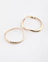 Gold Wavy Hammered Cuff Bracelet Pack