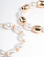 Gold Organic Shape Pearl Bracelet Pack