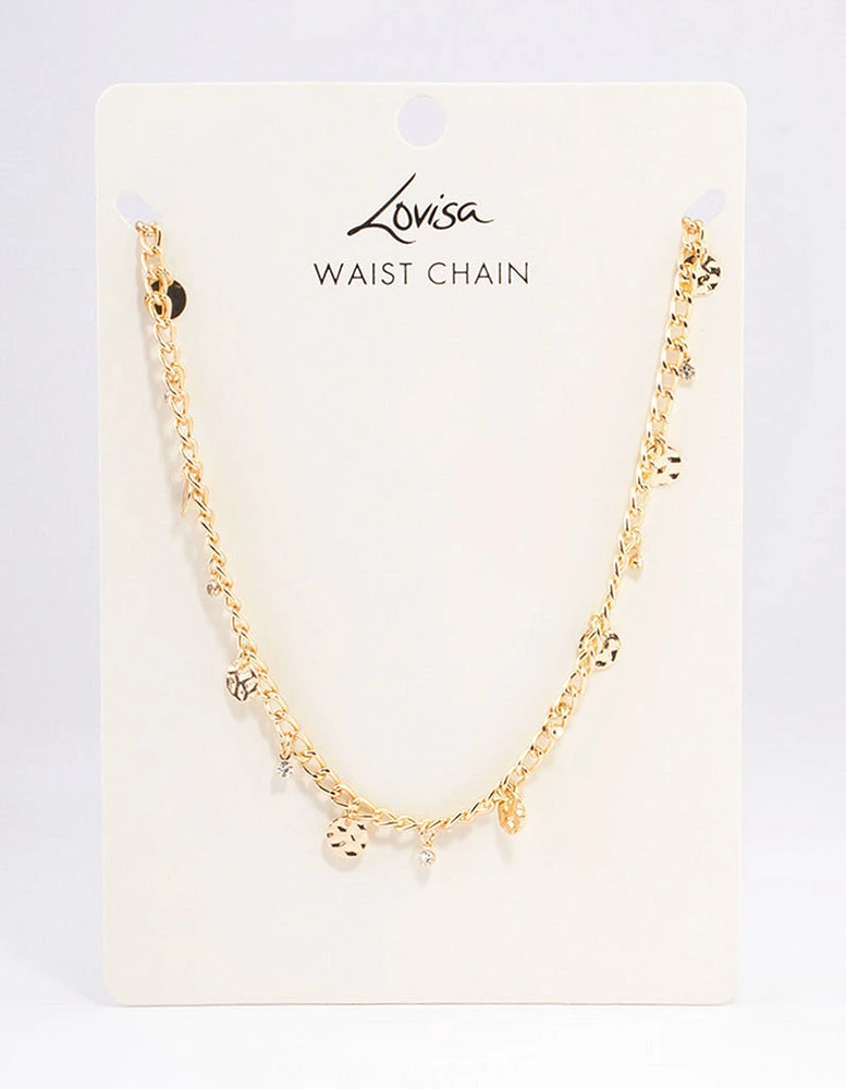 Gold Mixed Disc Waistchain