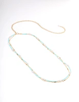 Gold Double Row Mixed Bead & Pearl Waistchain