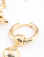 Gold Plated Brass Ball Drop Huggie Earrings